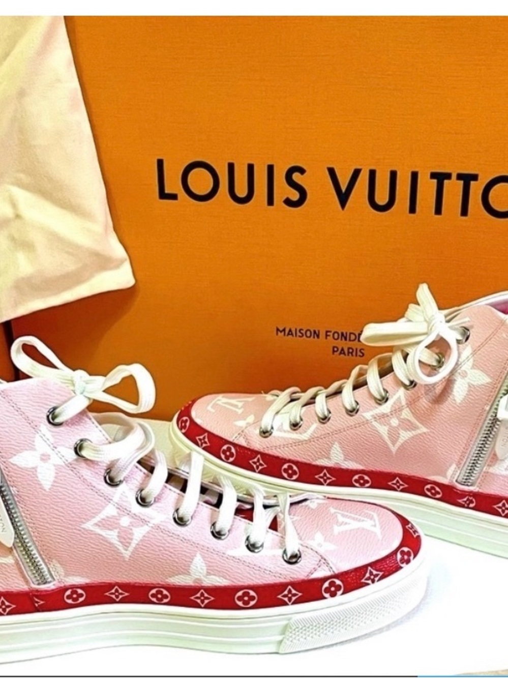 Louis Vuitton Pink Monogram High-Top Sneakers